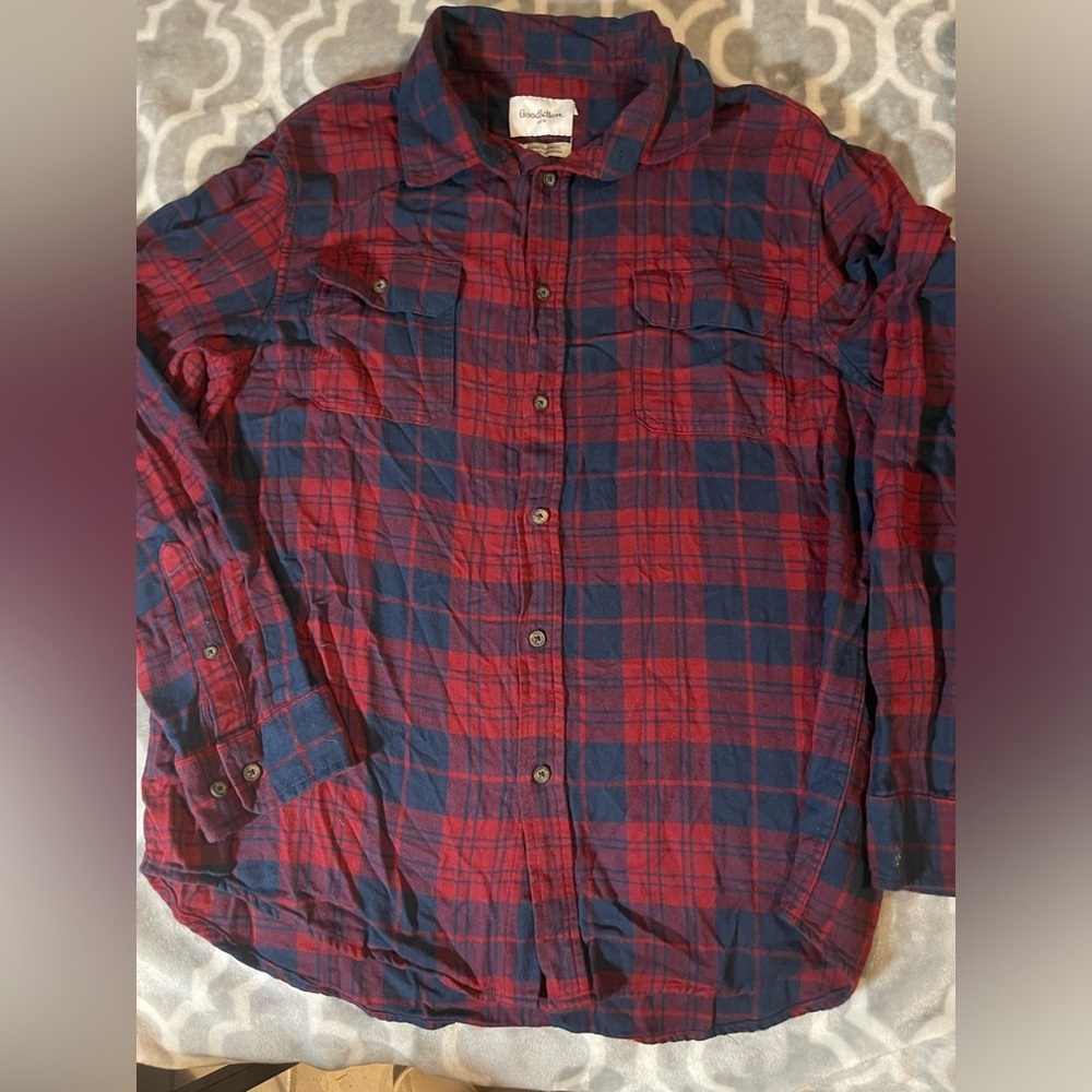 Goodfellow & Co. Mens Flannel Button Down Shirt Standard Fit Size Large # 2118